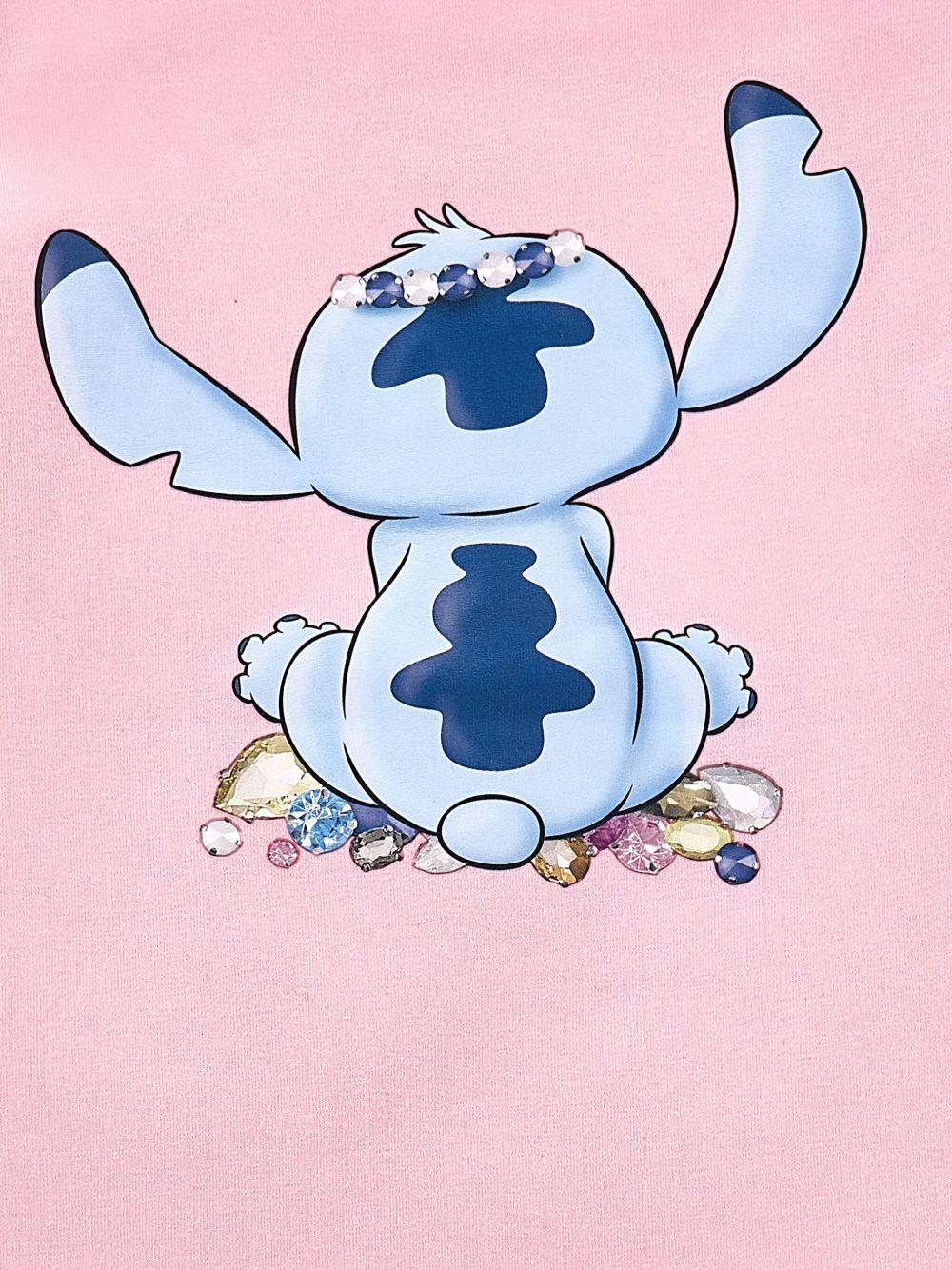 T-shirt per bambina Disney x Monnalisa rosa con stampa grafica Stitch - Image 2