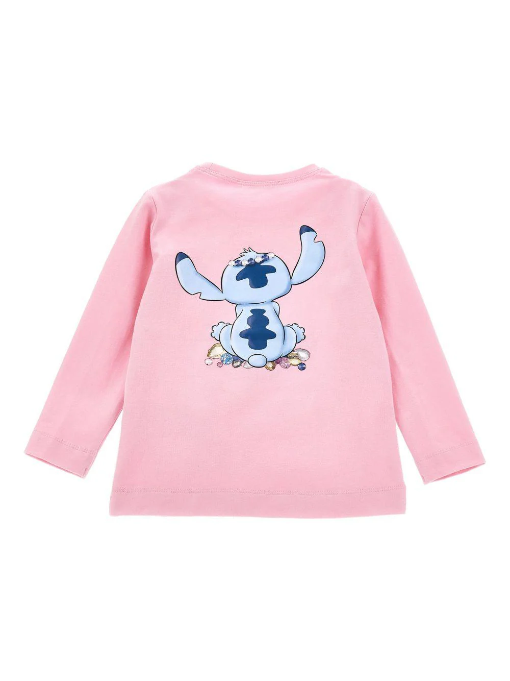 T-shirt per bambina Disney x Monnalisa rosa con stampa grafica Stitch - Image 4