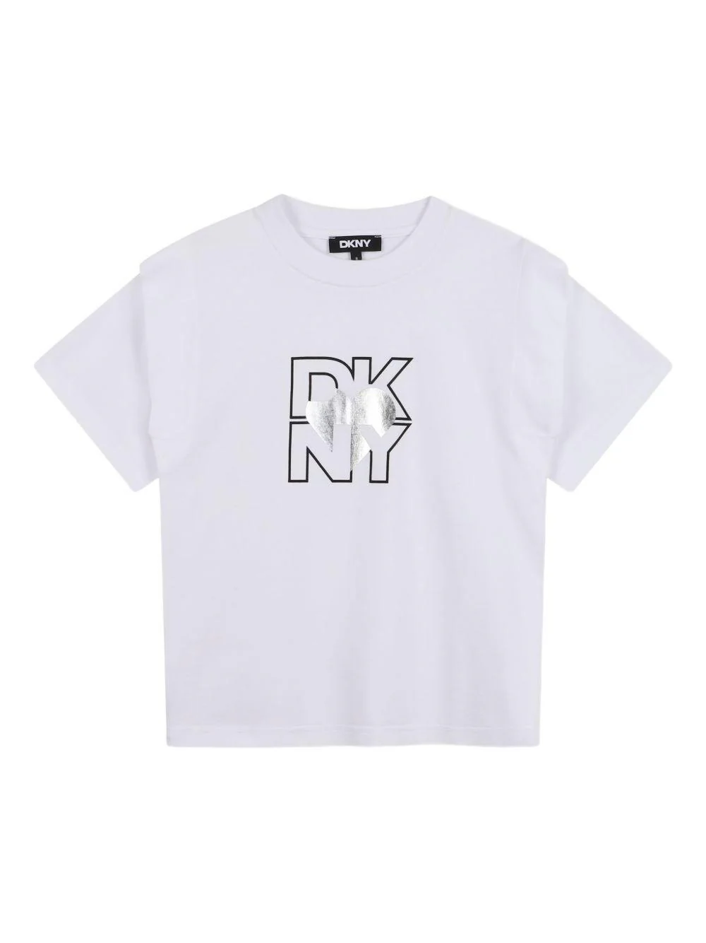 T-shirt per bambina DKNY Kids bianca con stampa con logo