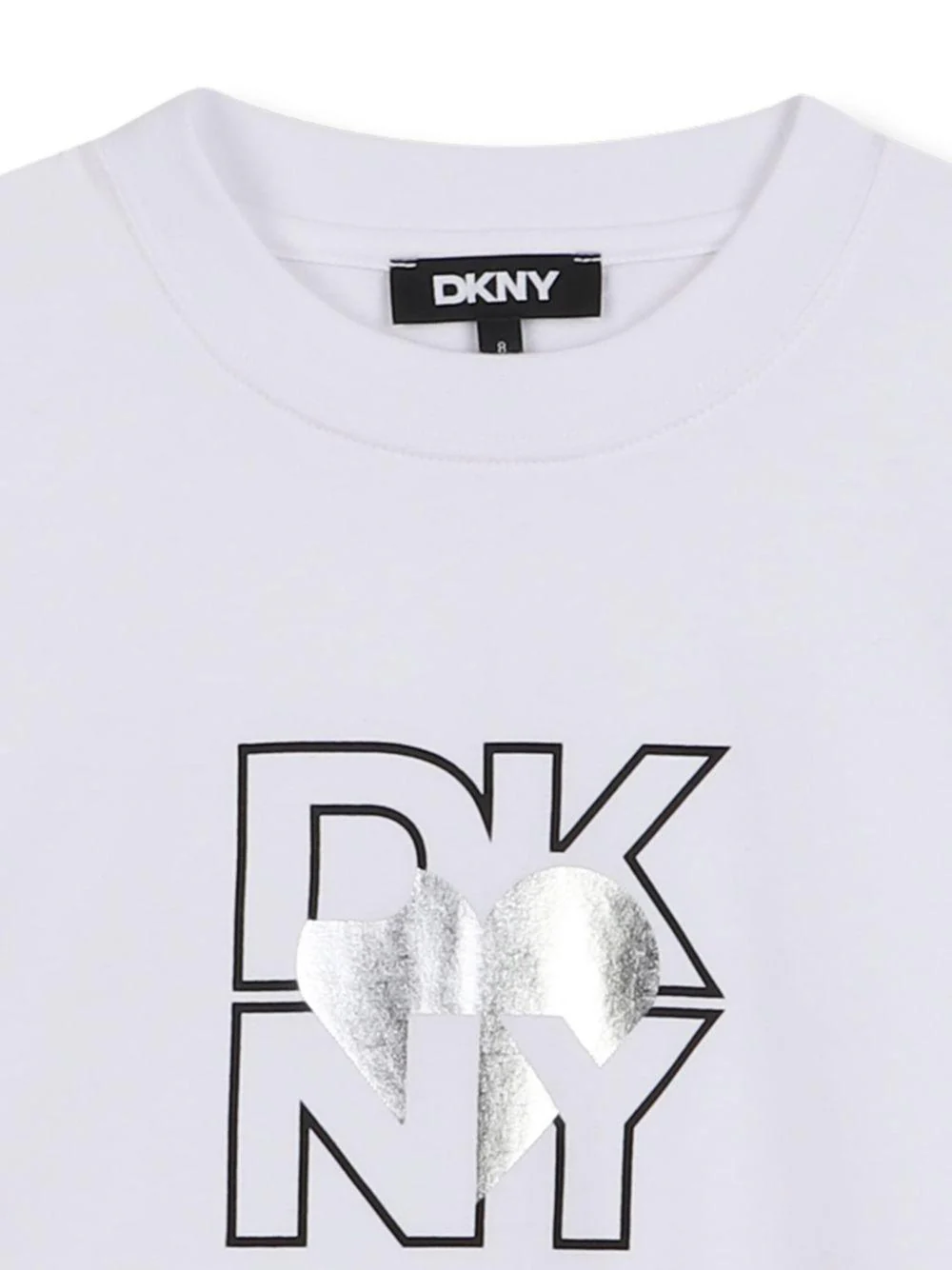 T-shirt per bambina DKNY Kids bianca con stampa con logo - Image 3