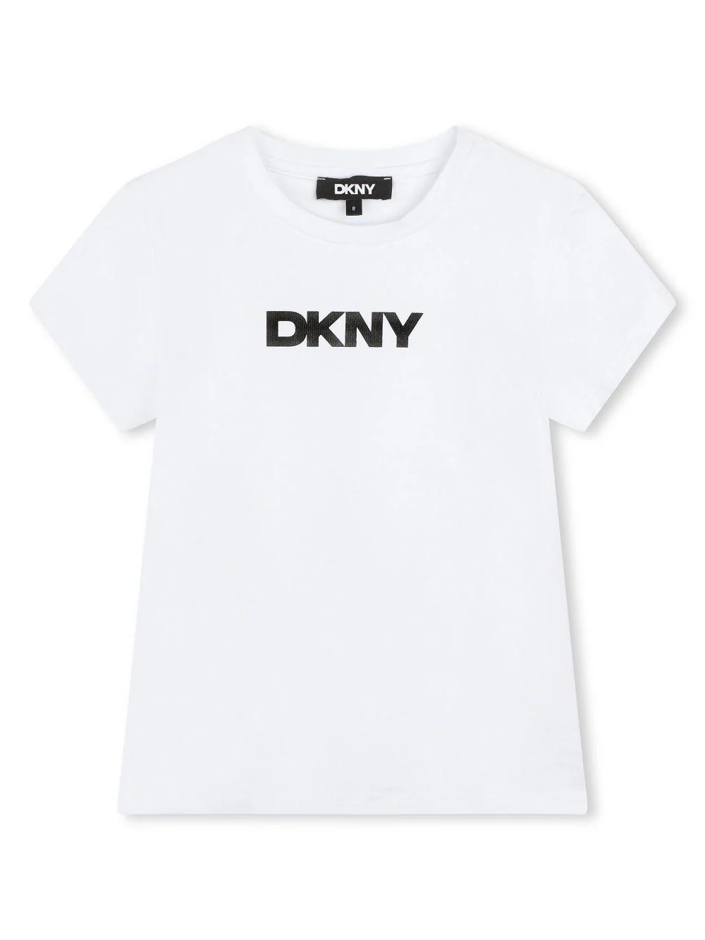 T-shirt per bambina Dkny Kids bianco con stampa con logo sul davanti
