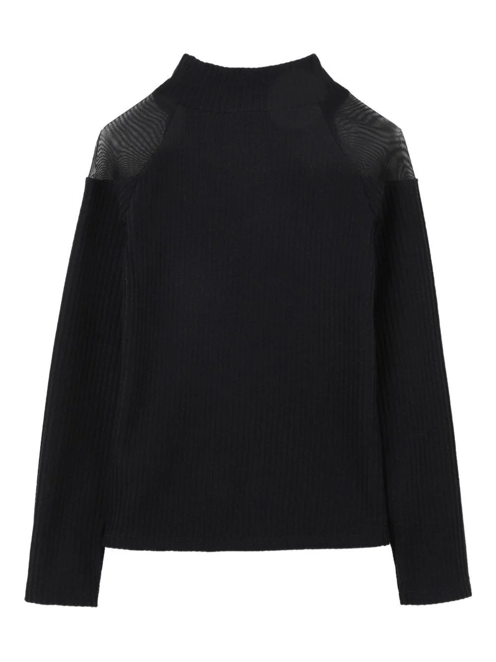 T-shirt per bambina DKNY Kids nera con dettaglio con inserti semitrasparenti - Image 2