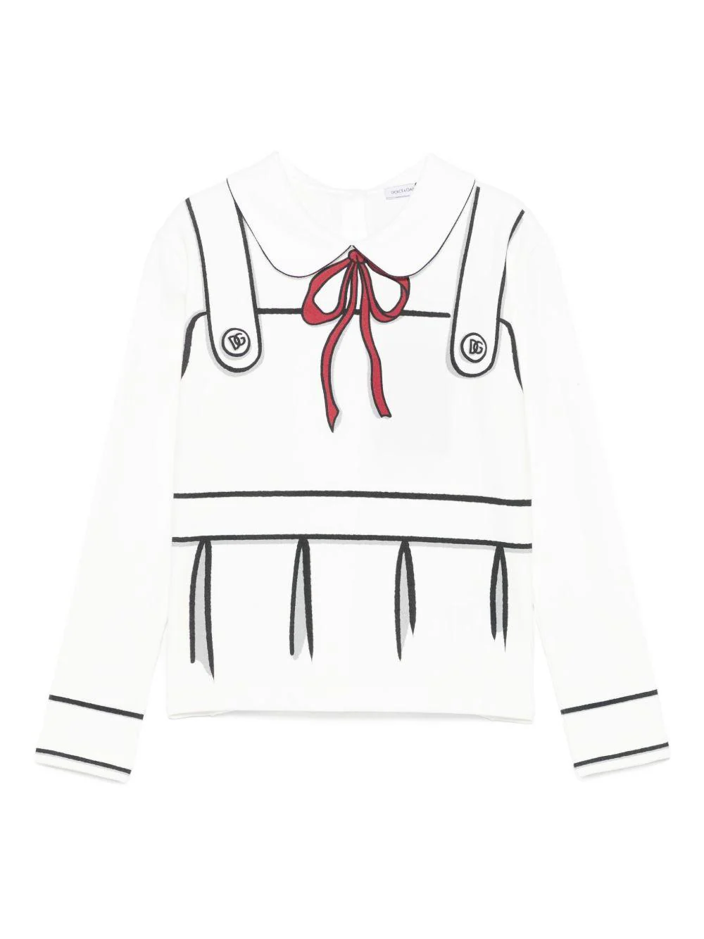 T-shirt per bambina Dolce & Gabbana Kids bianca con stampa a trompe l'oeil