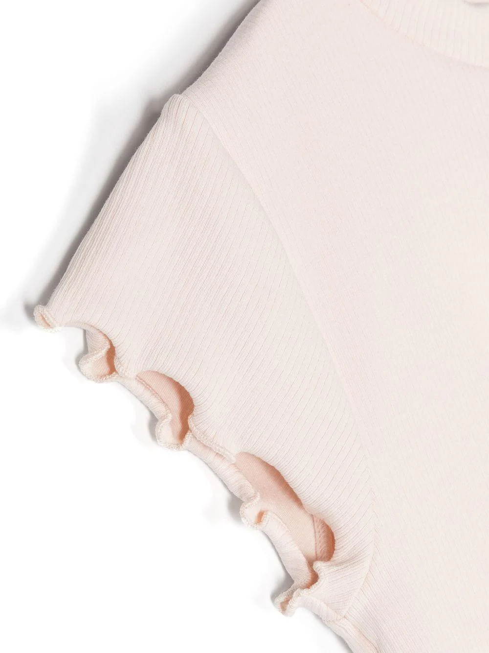 T-shirt per bambina Donsje rosa cipria a coste - Image 3