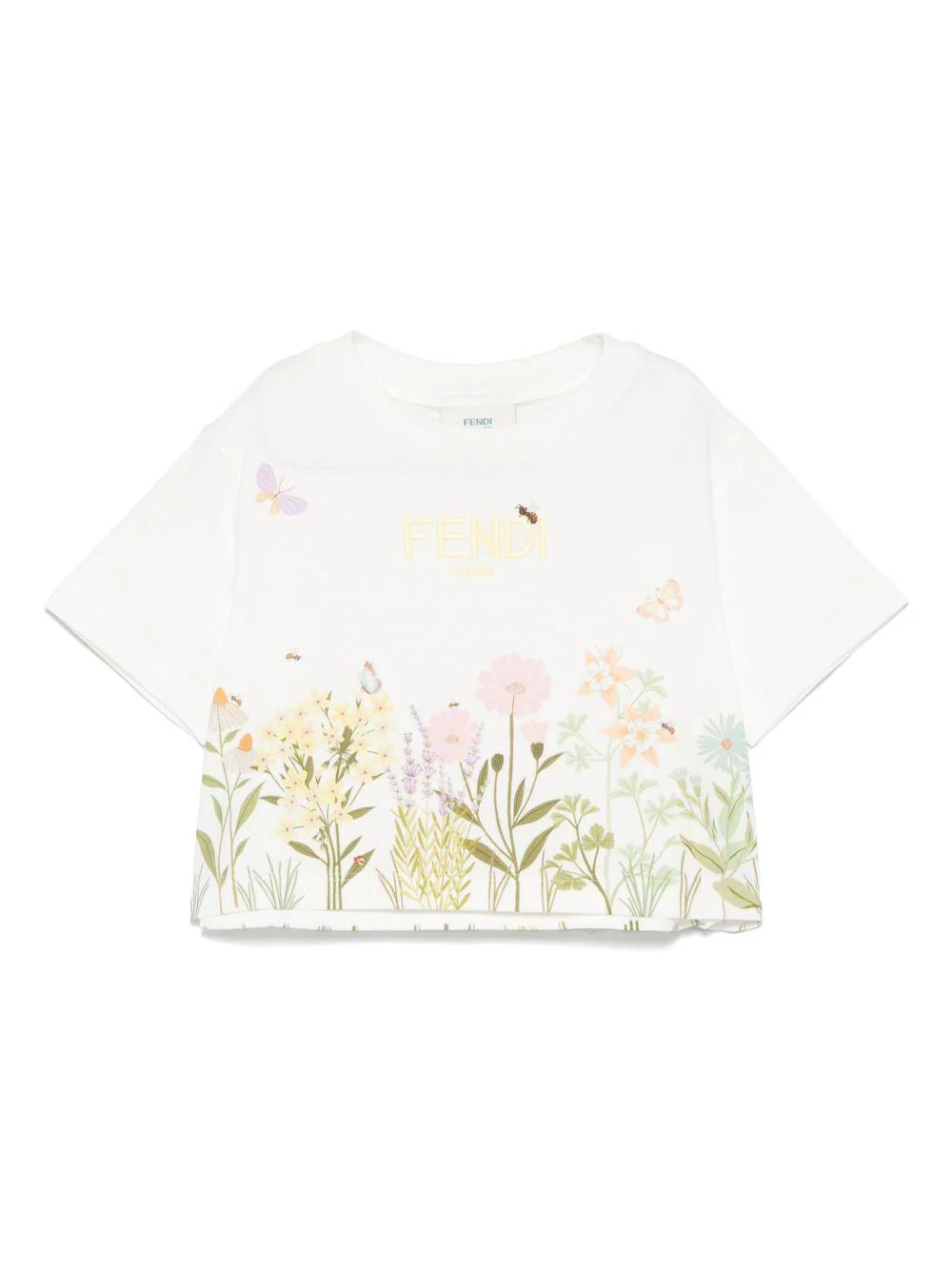 T-shirt per bambina Fendi Kids bianco con logo