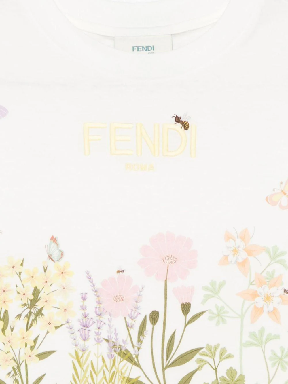 T-shirt per bambina Fendi Kids bianco con logo - Image 3