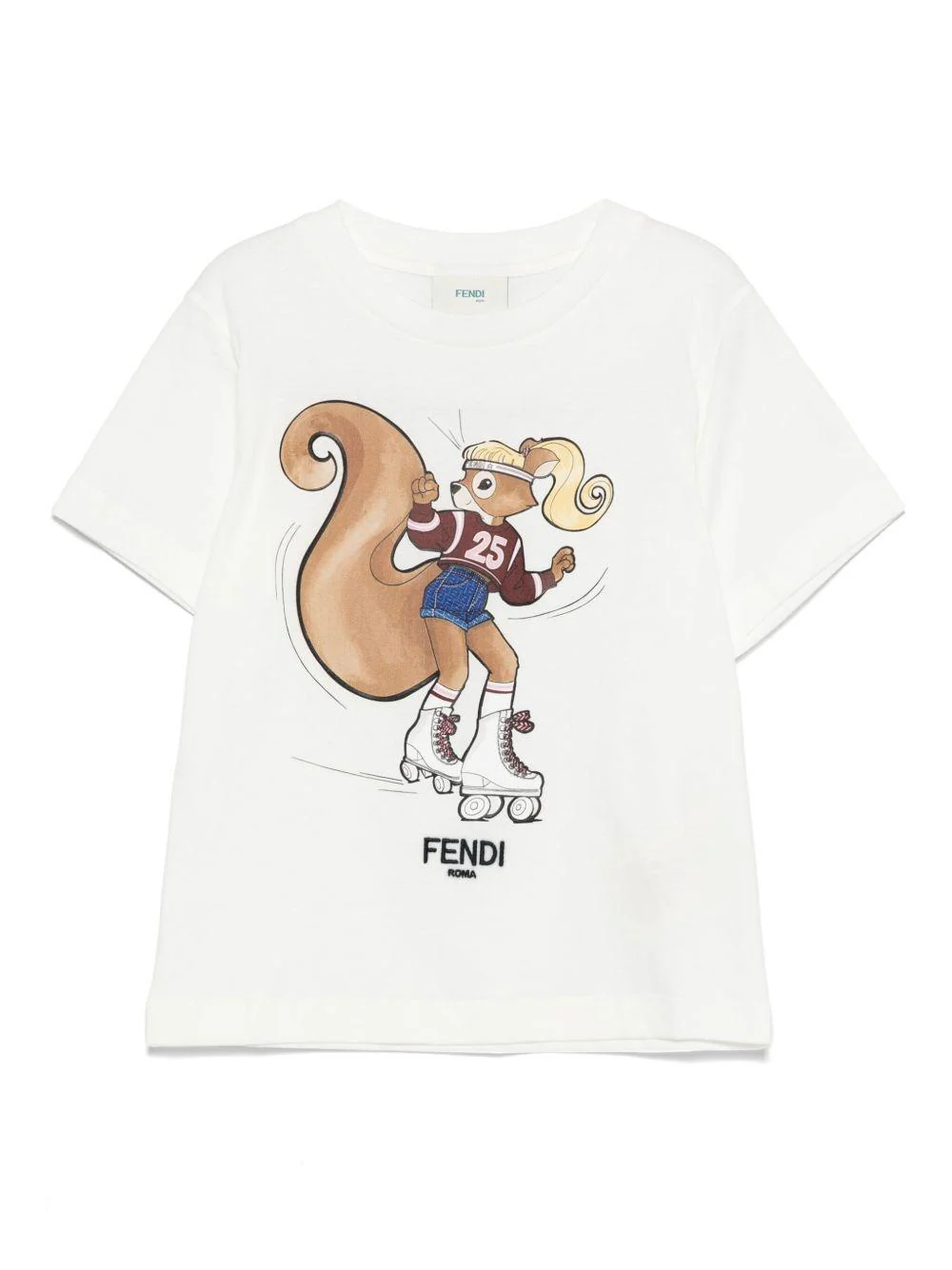 T-shirt per bambina Fendi Kids bianco con stampa grafica
