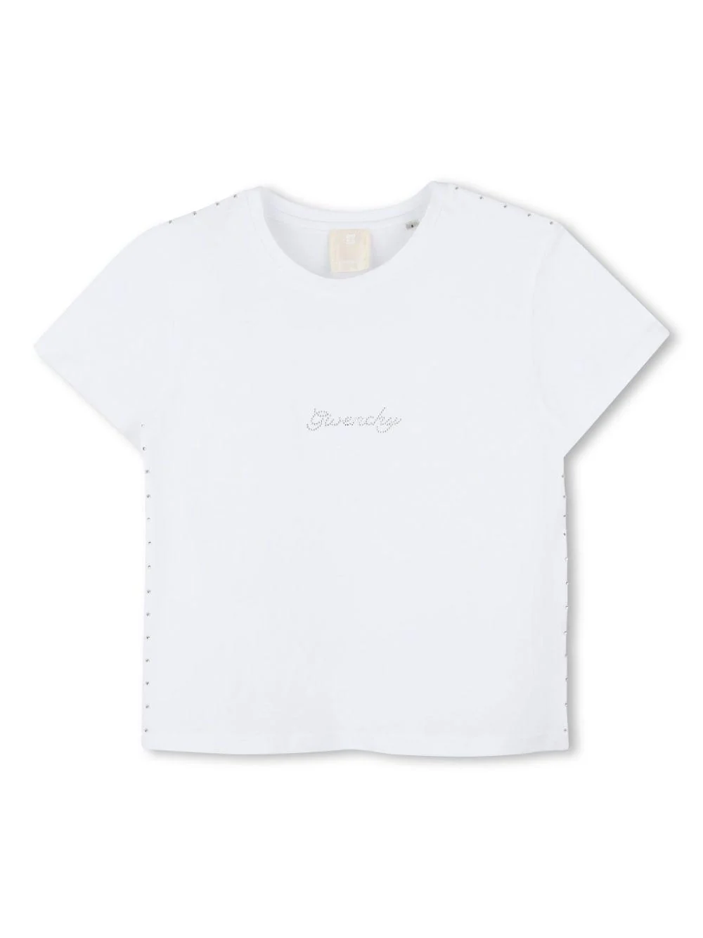 T-shirt per bambina Givenchy Kids bianco con strass con trama jersey