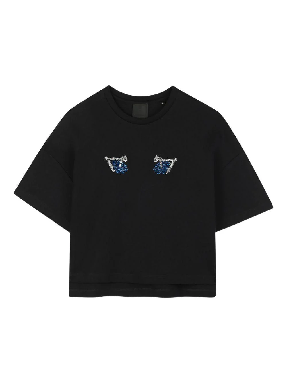 T-shirt per bambina Givenchy Kids nera con decorazione a perline