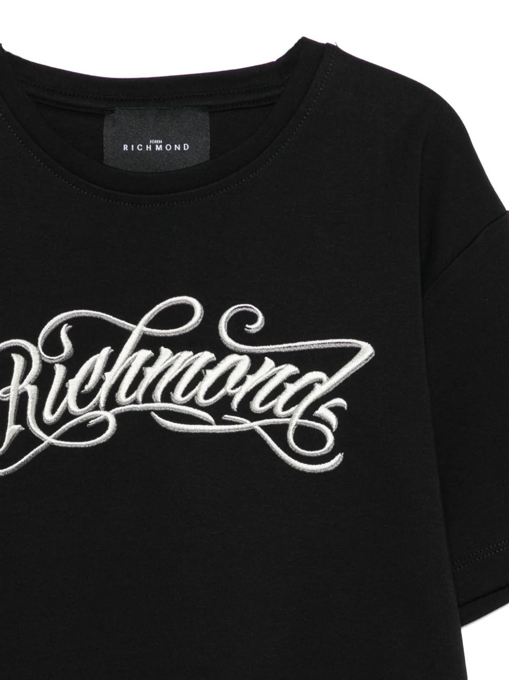 T-shirt per bambina John Richmond Junior nero con stampa logo - Image 2