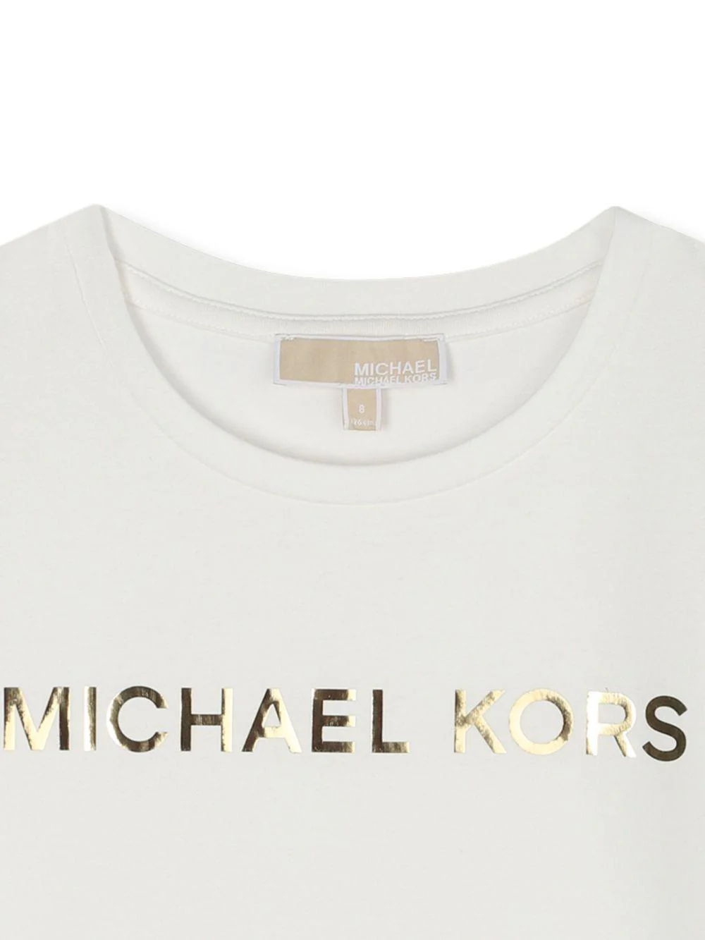 T-shirt per bambina Michael Kors Kids bianco con logo dorato - Image 3