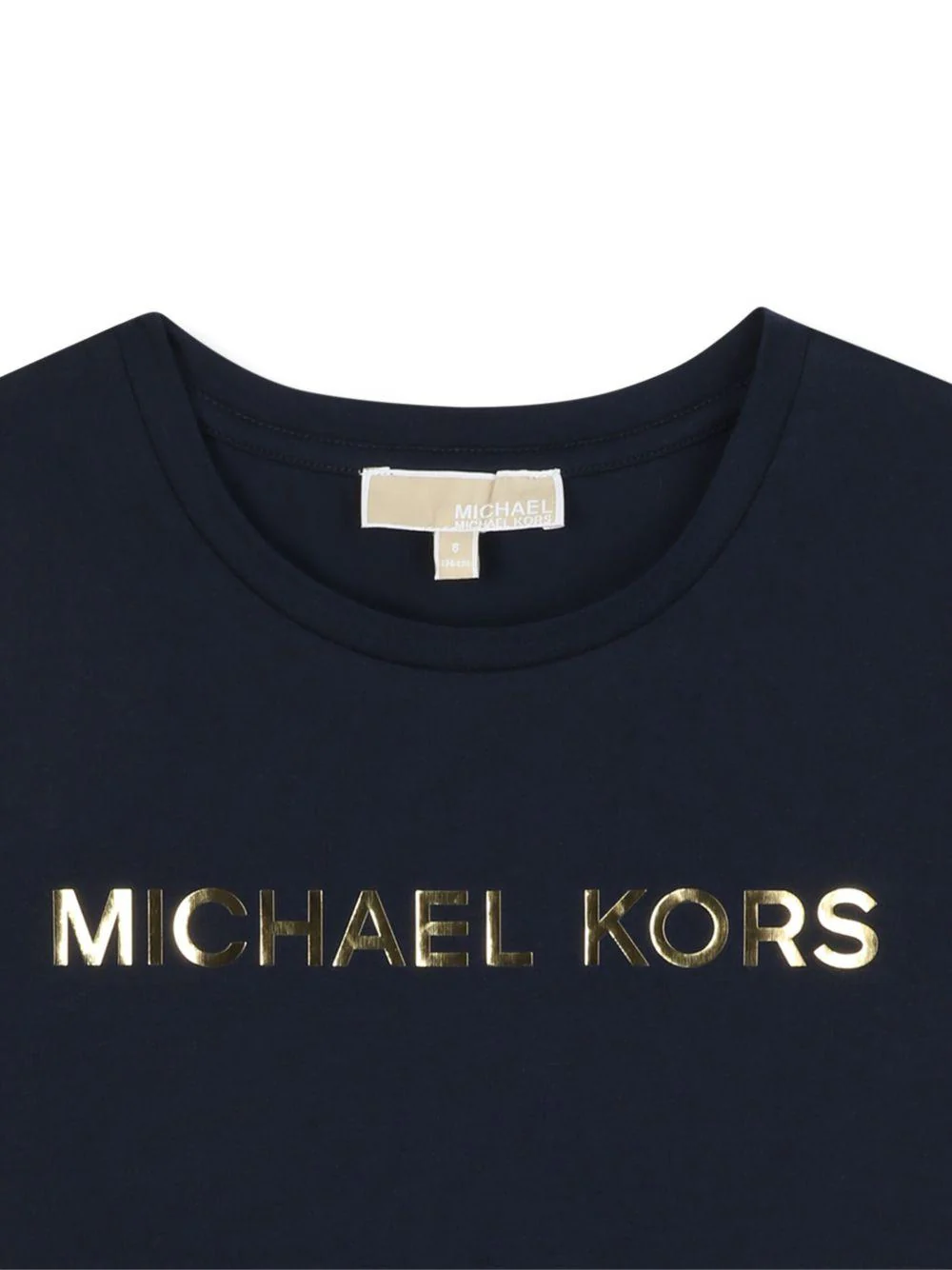 T-shirt per bambina Michael Kors Kids blu con logo dorato - Image 2