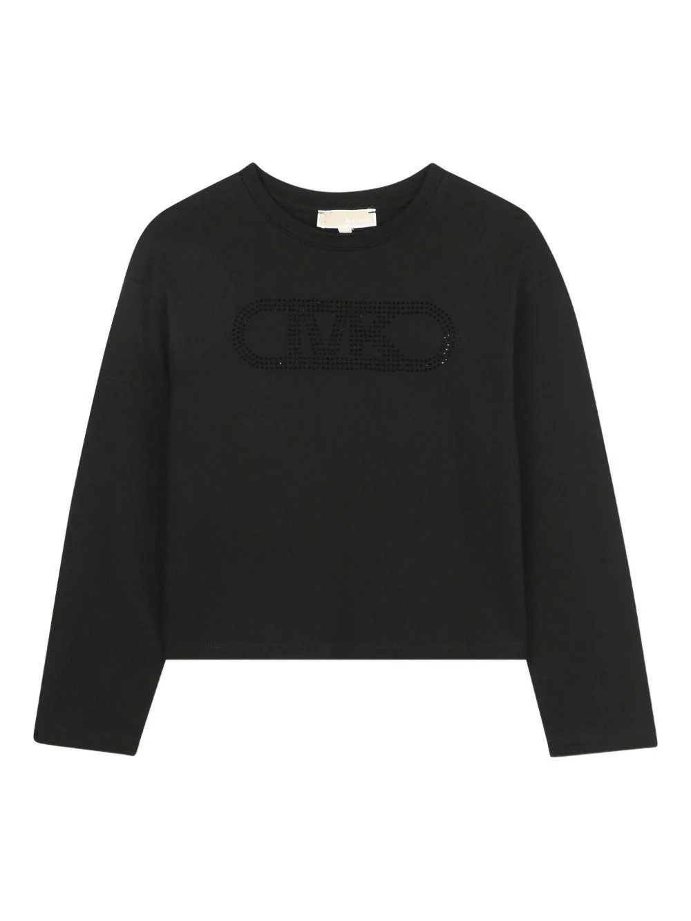 T-shirt per bambina Michael Kors Kids nera con dettaglio logo
