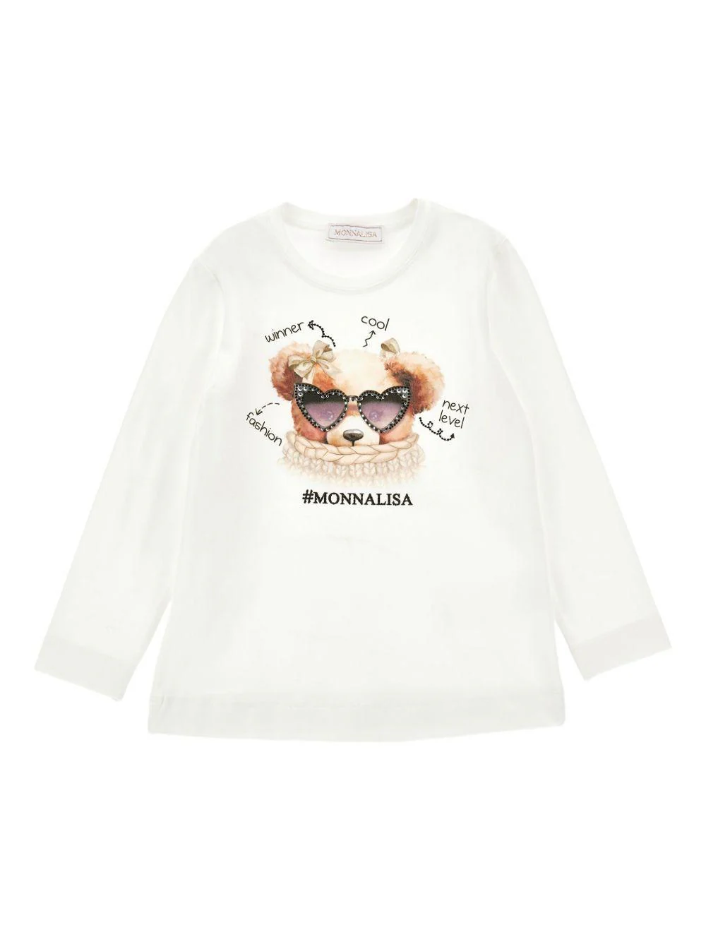T-shirt per bambina Monnalisa bianca con stampa Bear