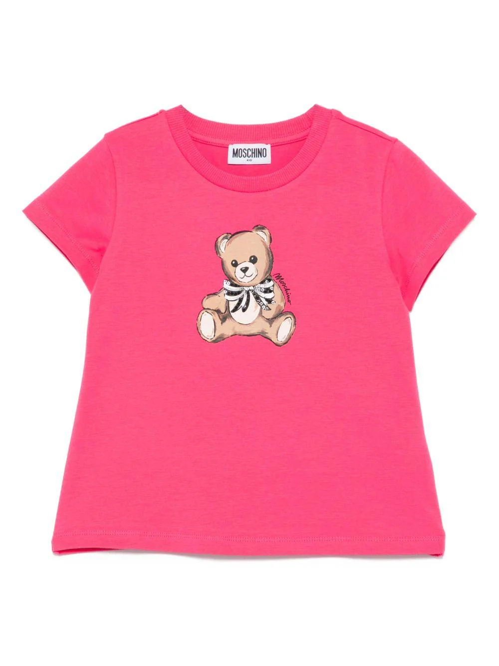 T-shirt per bambina Moschino Kids fucsia con logo Teddy Bear