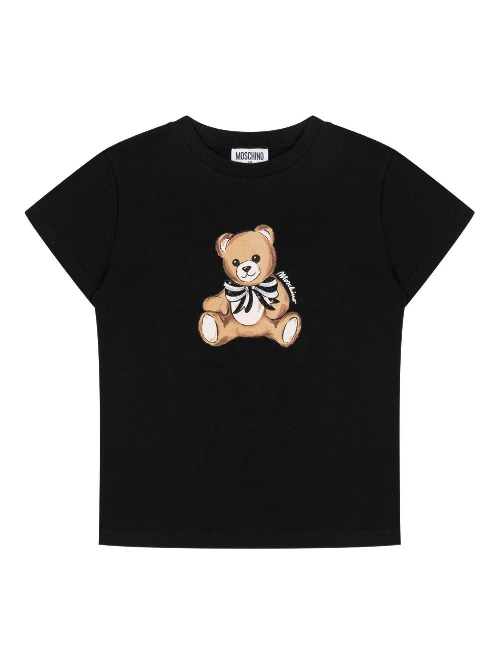 T-shirt per bambina Moschino Kids nera con logo Teddy Bear