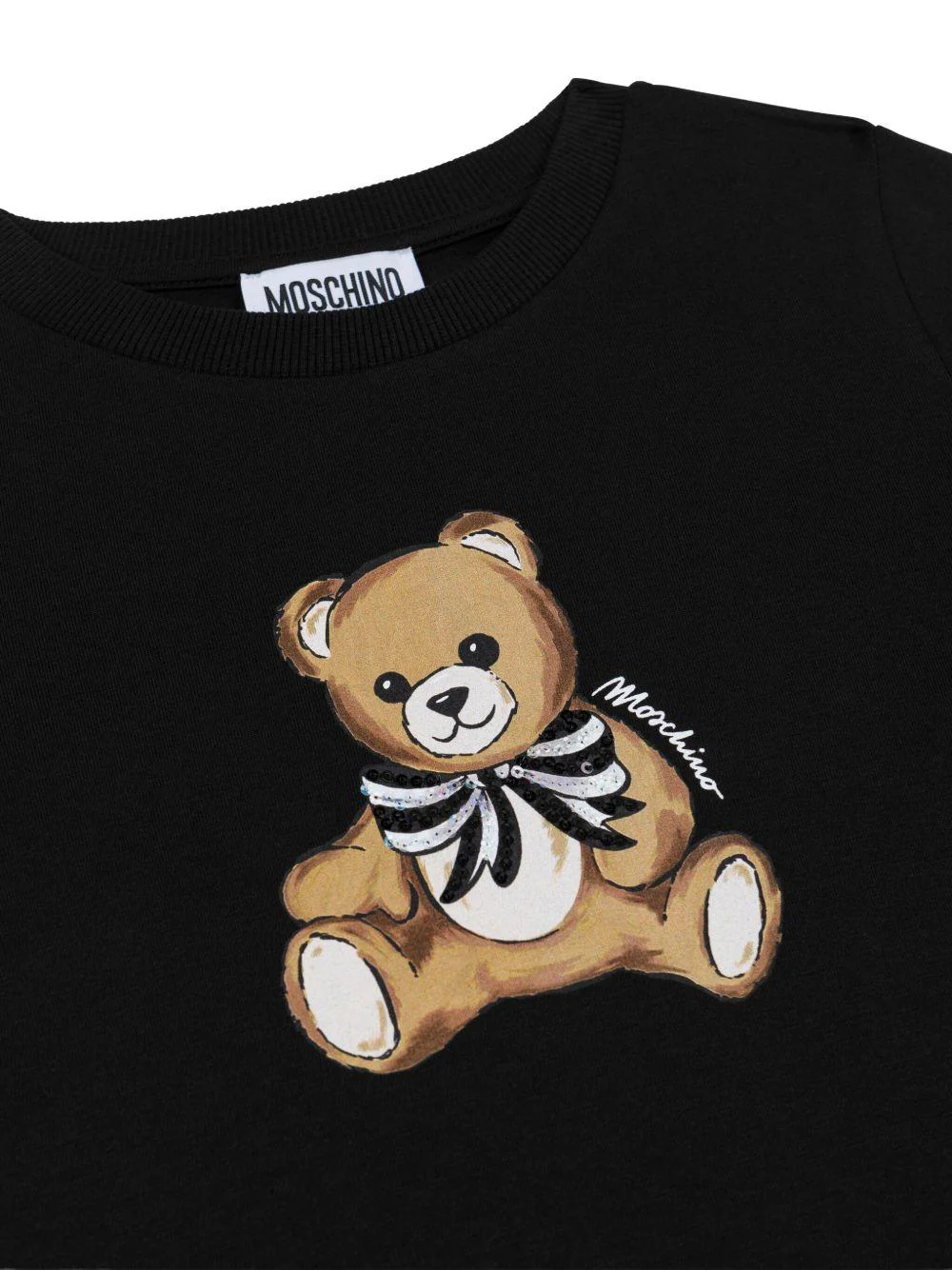 T-shirt per bambina Moschino Kids nera con logo Teddy Bear - Image 3