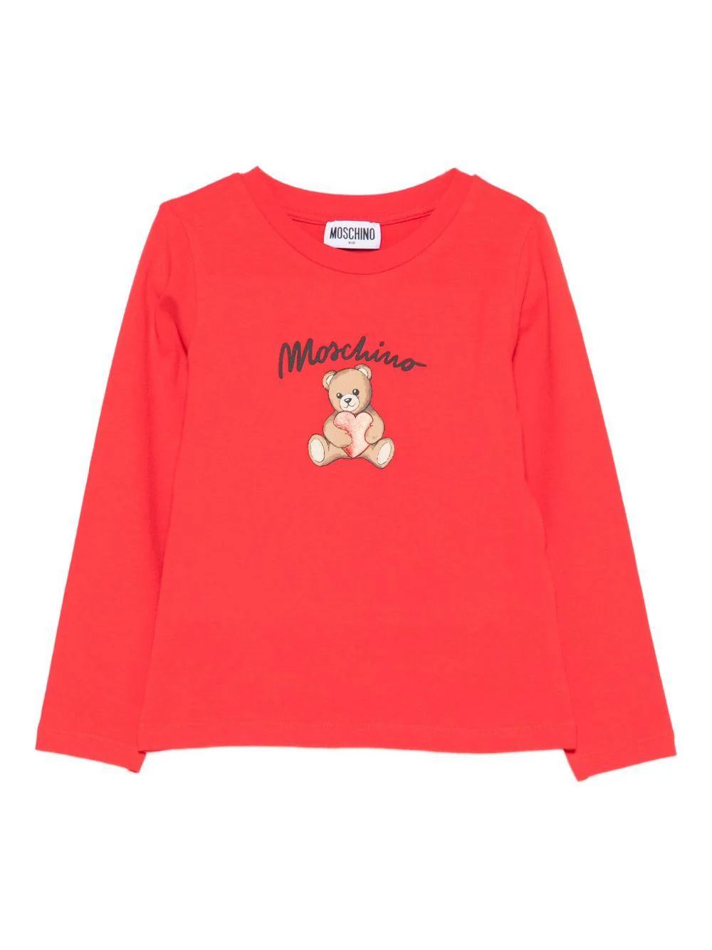 T-shirt per bambina Moschino Kids rosso maniche lunghe