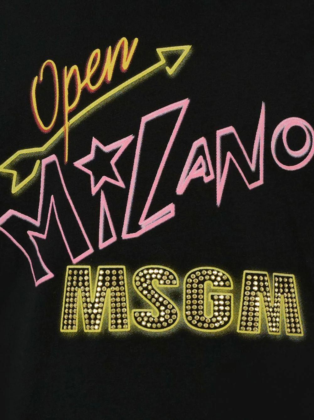 T-shirt per bambina MSGM Kids nera con strass - Image 3