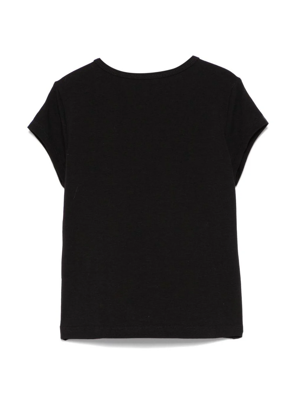 T-shirt per bambina MSGM Kids nero in jersey elasticizzato con ricamo con logo frontale - Image 3
