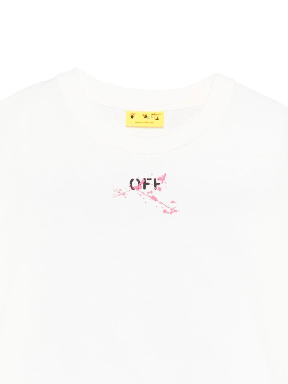 T-shirt per bambina Off-White Kids bianca con effetto vernice e logo stampato - Image 2