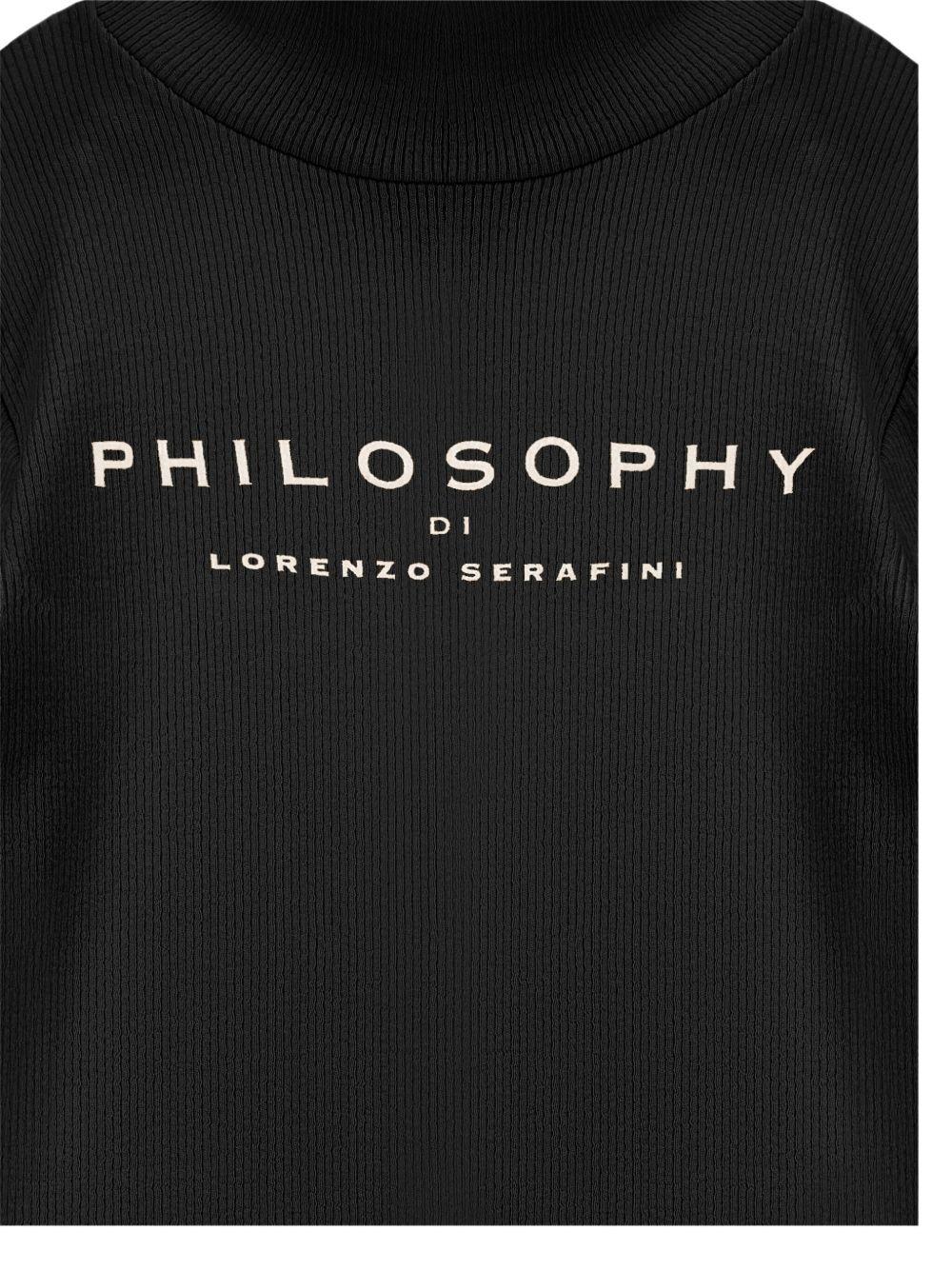 T-shirt per bambina Philosophy Di Lorenzo Serafini Kids nera con stampa logo - Image 3
