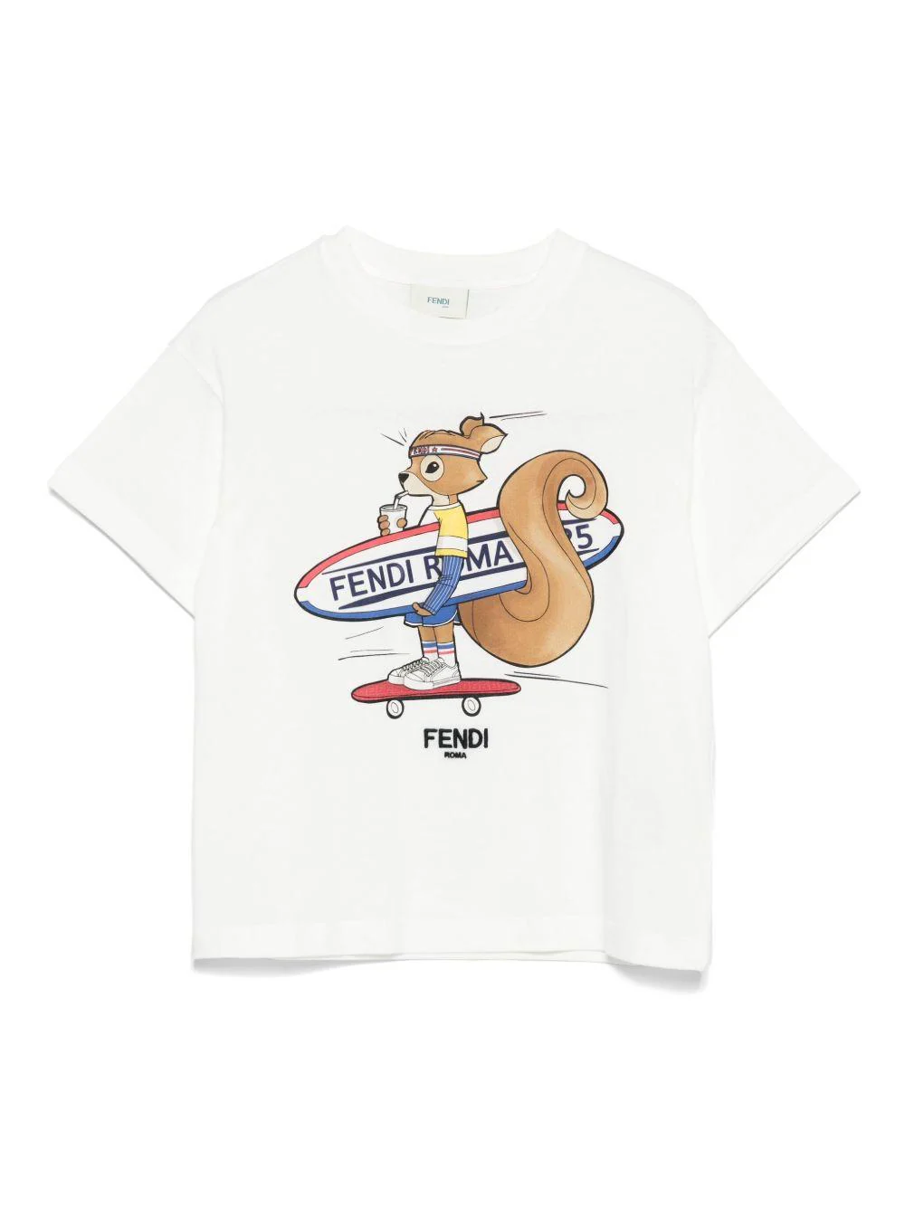 T-shirt per bambini Fendi Kids bianco con stampa grafica
