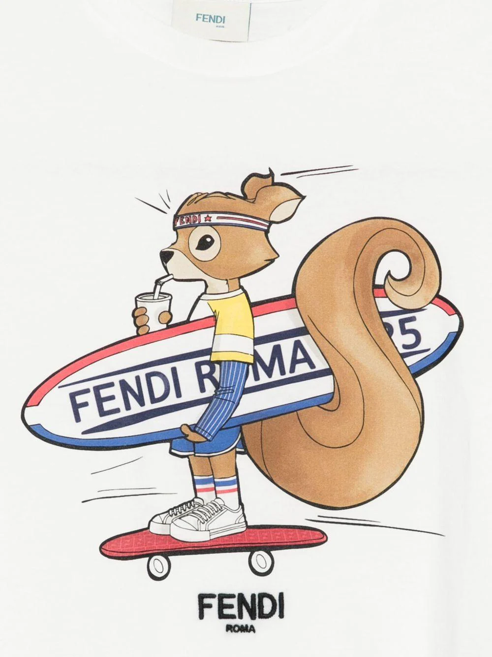 T-shirt per bambini Fendi Kids bianco con stampa grafica - Image 2