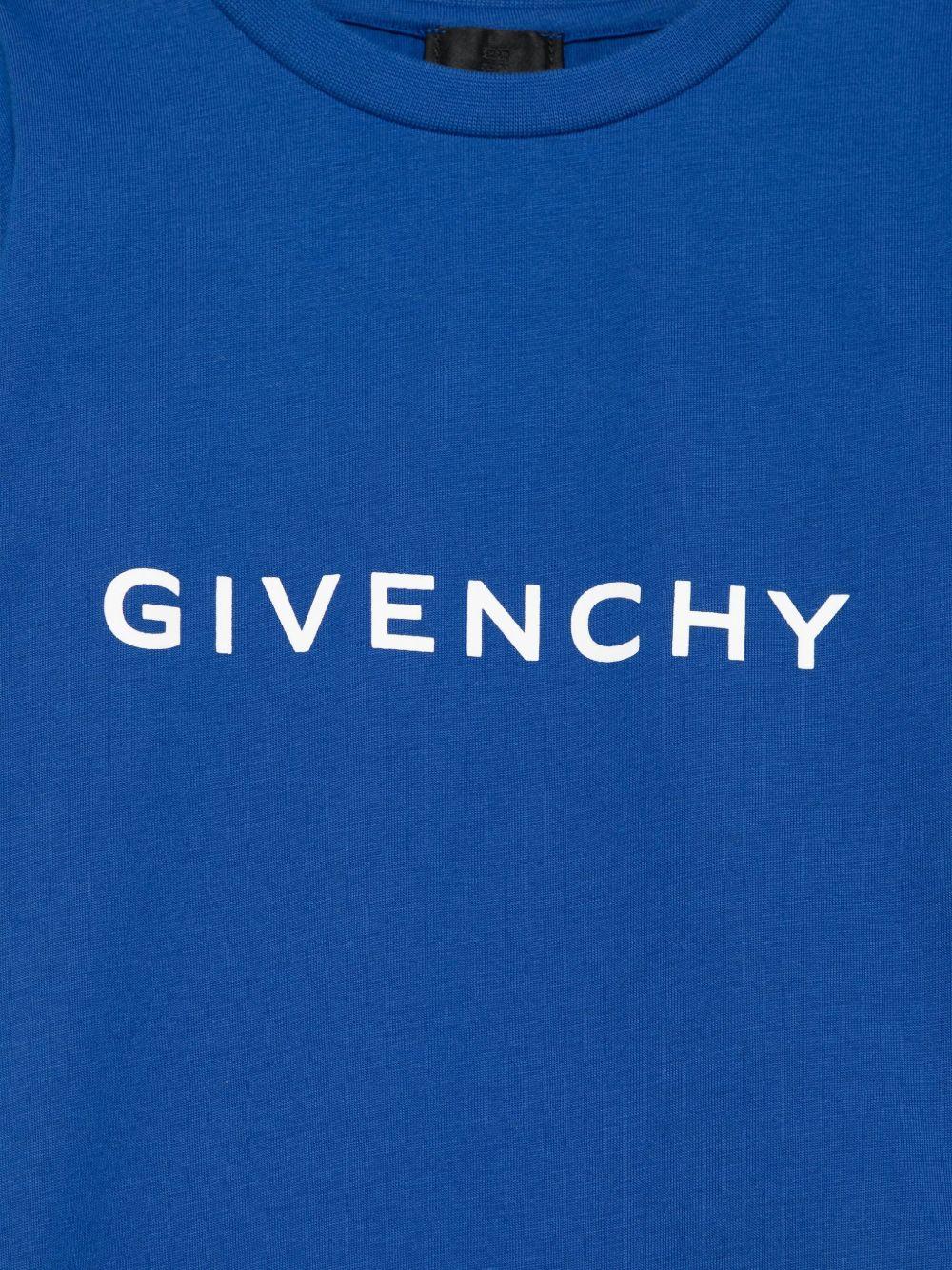 T-shirt per bambini Givenchy Kids blu con scritta con logo - Image 3