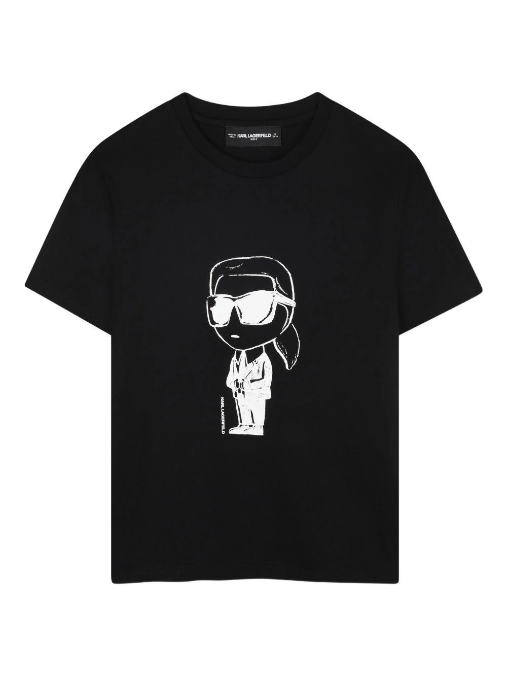 T-shirt per bambini Karl Lagerfeld kids nera con stampa Ikonik Karl