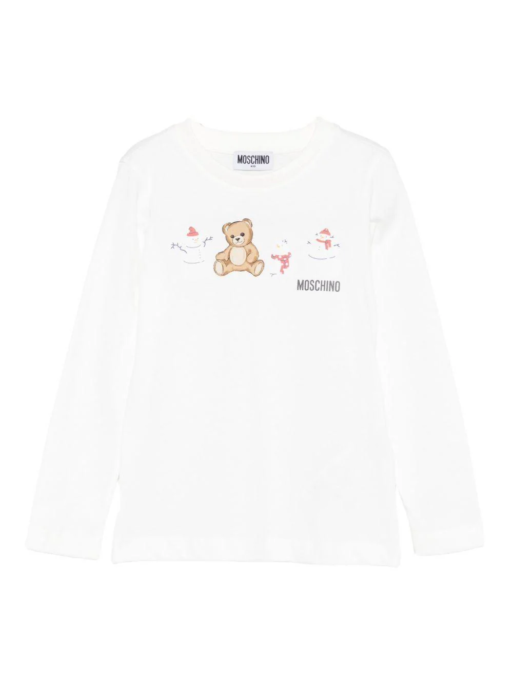 T-shirt per bambini Moschino Kids bianco con stampa grafica