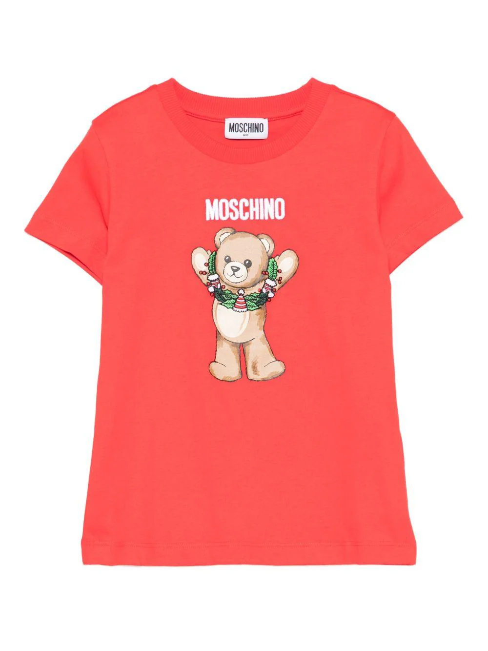 T-shirt per bambini Moschino Kids rosso con stampa grafica Teddy
