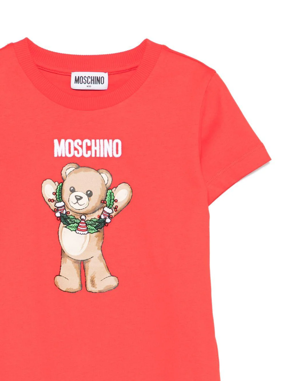T-shirt per bambini Moschino Kids rosso con stampa grafica Teddy - Image 3