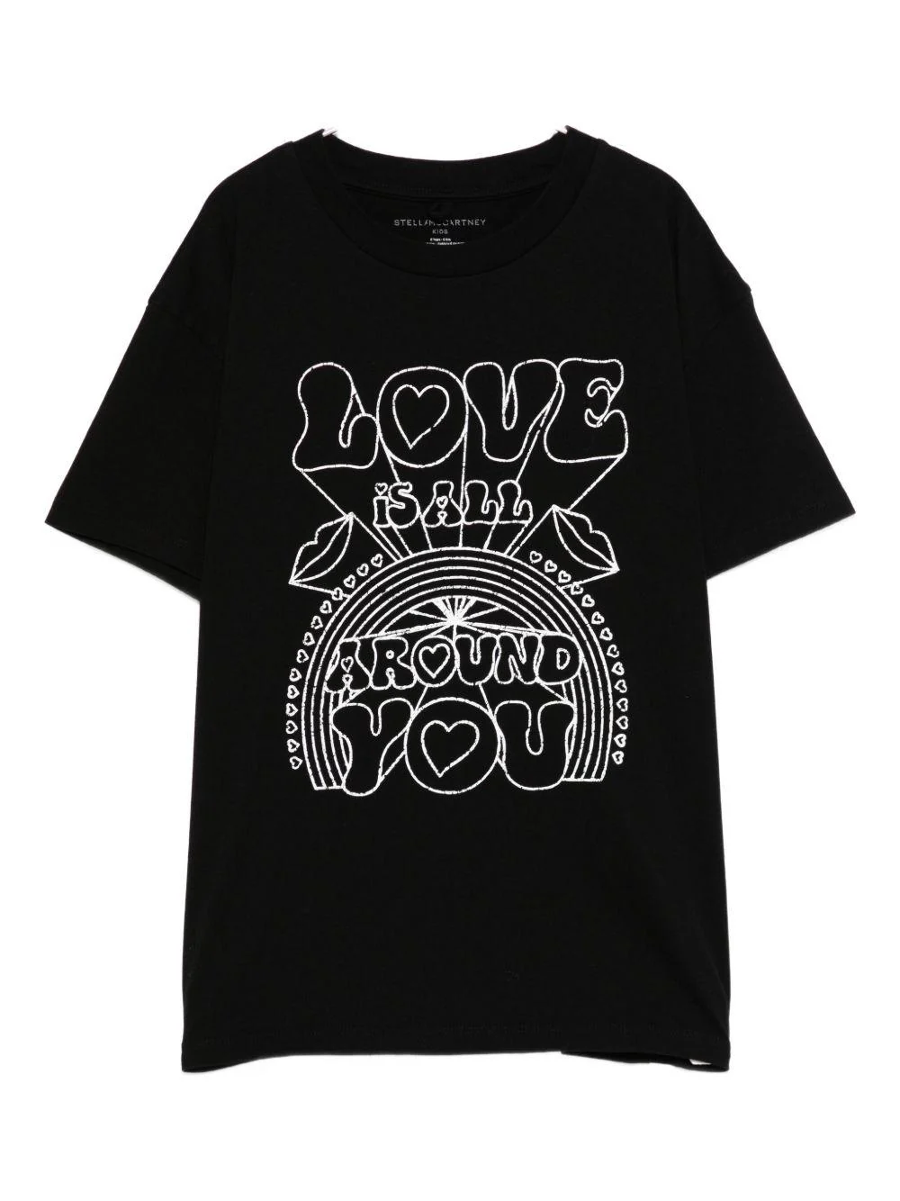 T-shirt per bambini Stella McCartney Kids nera con stampa sul davanti