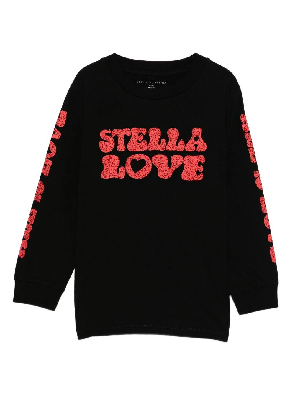 T-shirt per bambini Stella McCartney nera con stampa grafica frontale