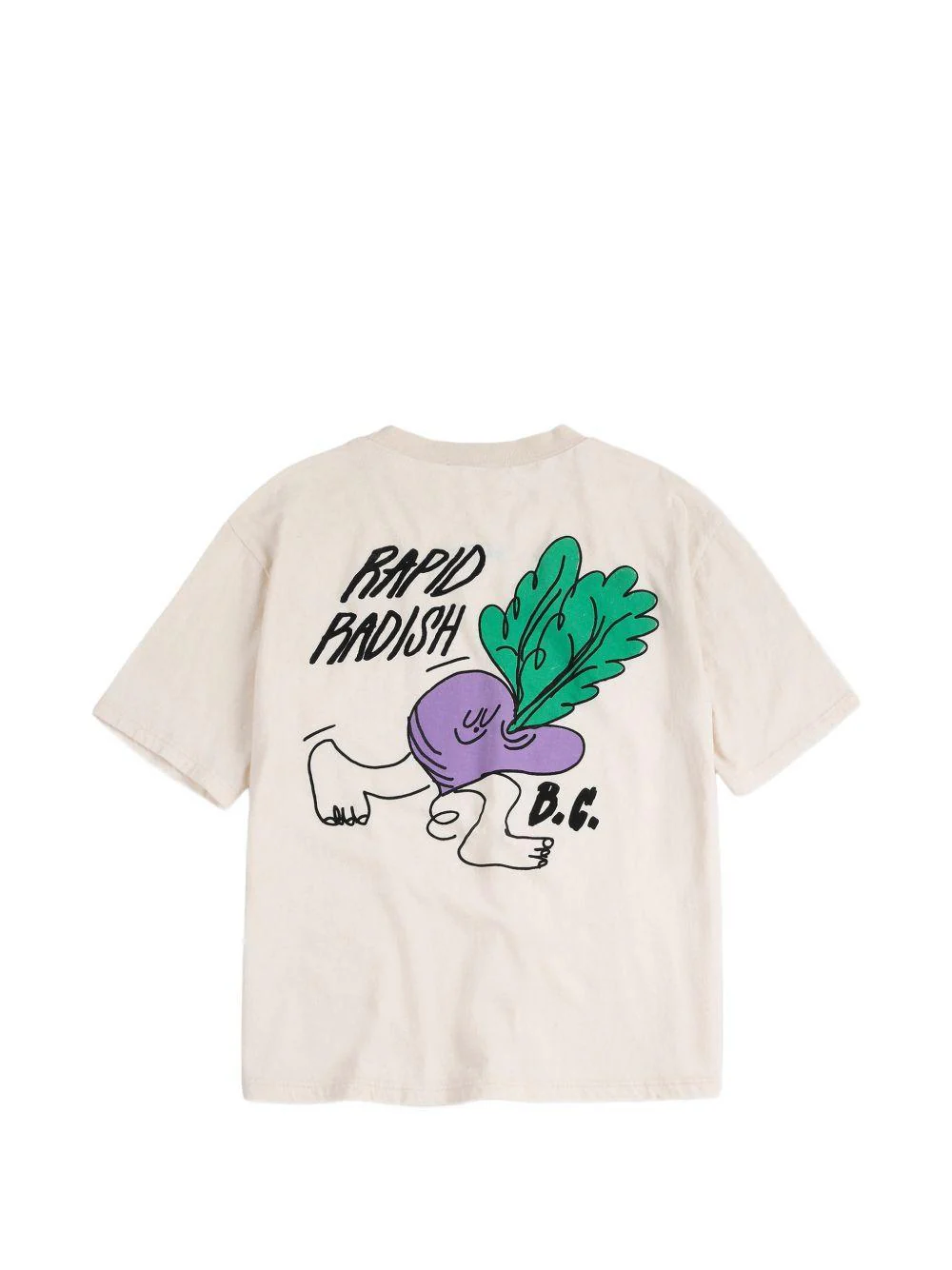 T-shirt per bambino Bobo Choses beige con stampa grafica "Rapid Radish" - Image 3