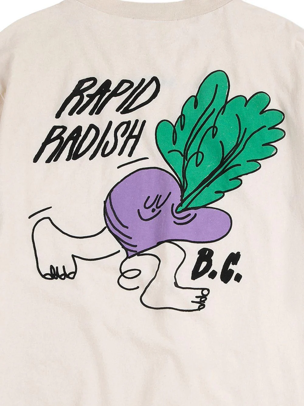 T-shirt per bambino Bobo Choses beige con stampa grafica "Rapid Radish" - Image 4