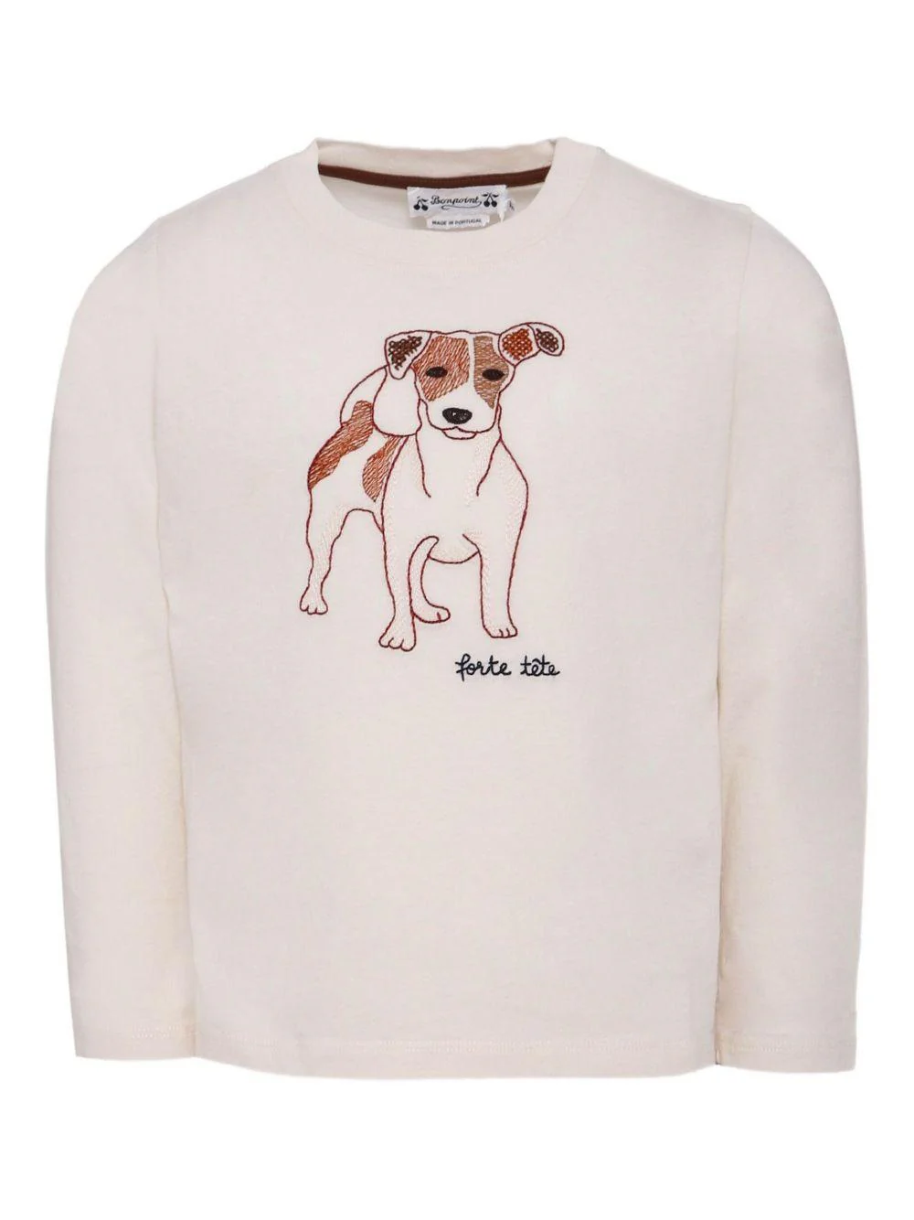 T-shirt per bambino Bonpoint beige con stampa cane