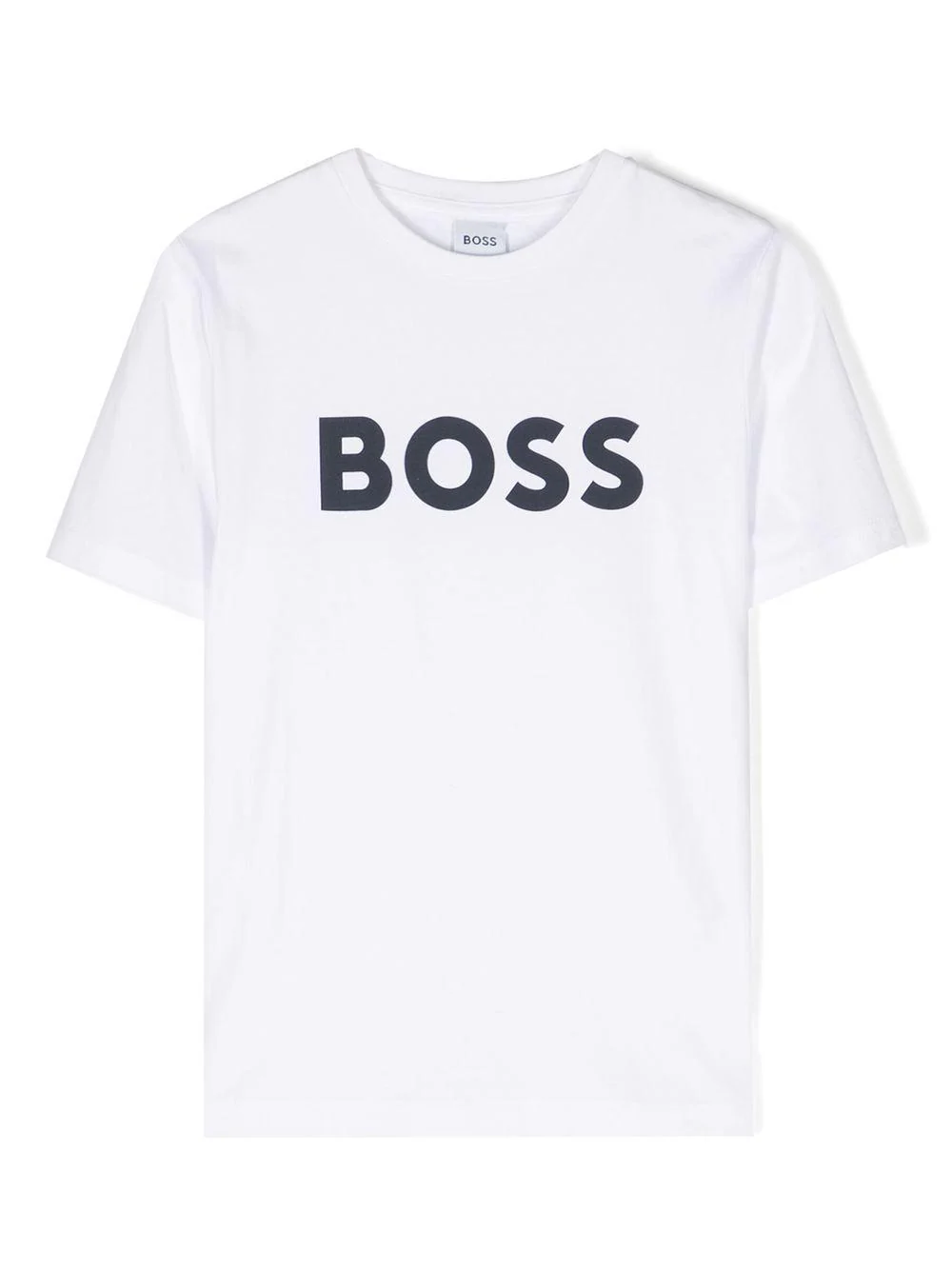 T-shirt per bambino Boss Kids bianca con stampa logo sul davanti