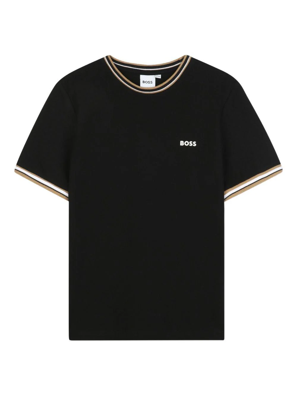 T-shirt per bambino BOSS Kids nera con logo ricamato