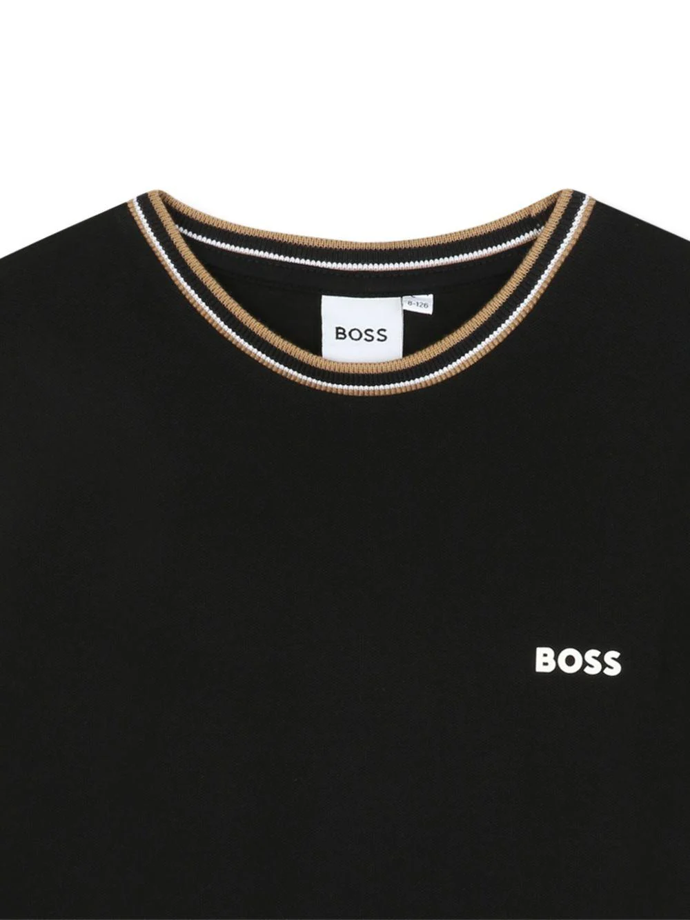 T-shirt per bambino BOSS Kids nera con logo ricamato - Image 3