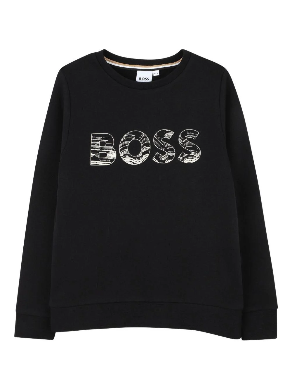 T-shirt per bambino BOSS Kids nera con stampa con logo