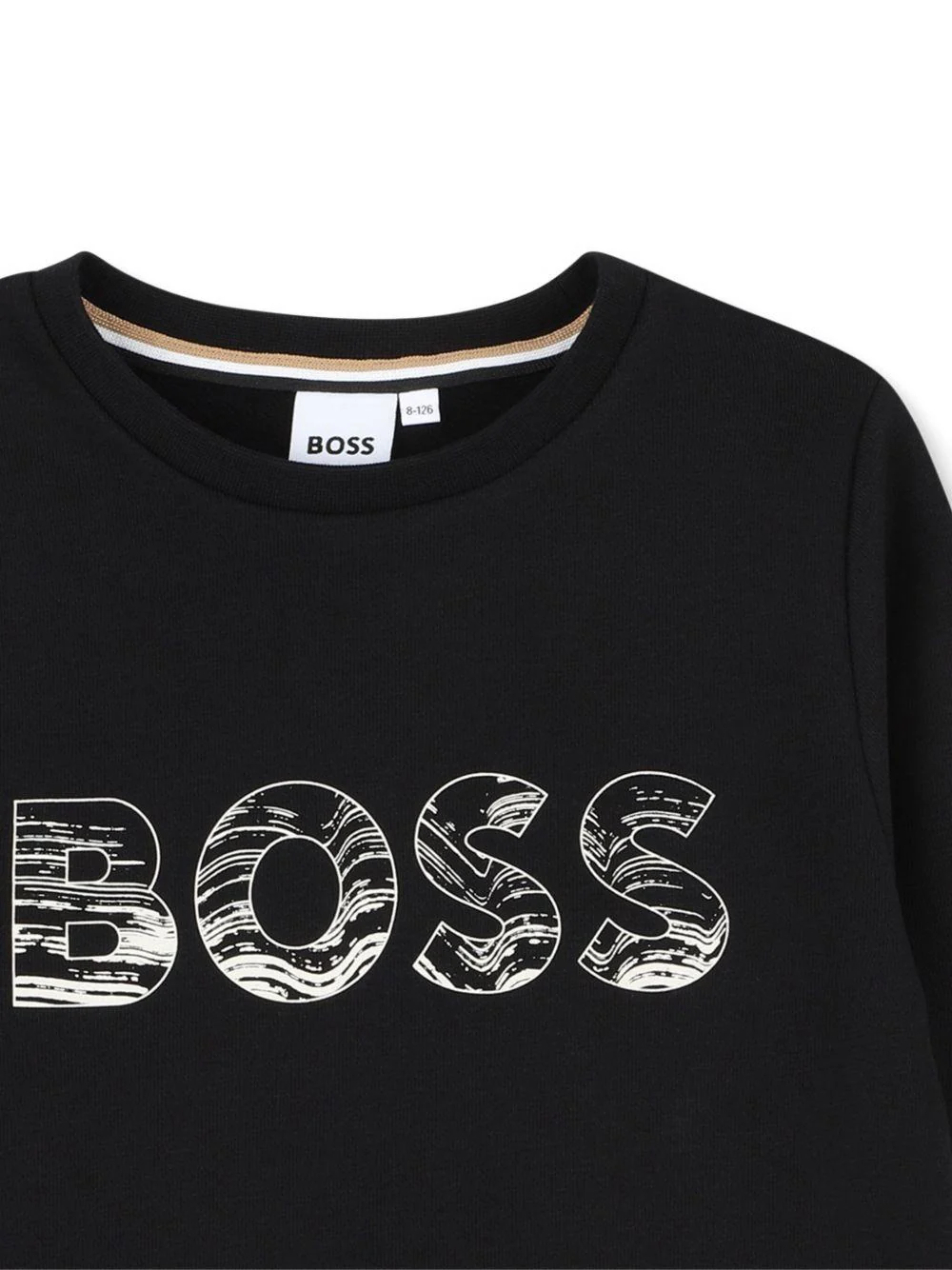T-shirt per bambino BOSS Kids nera con stampa con logo - Image 2