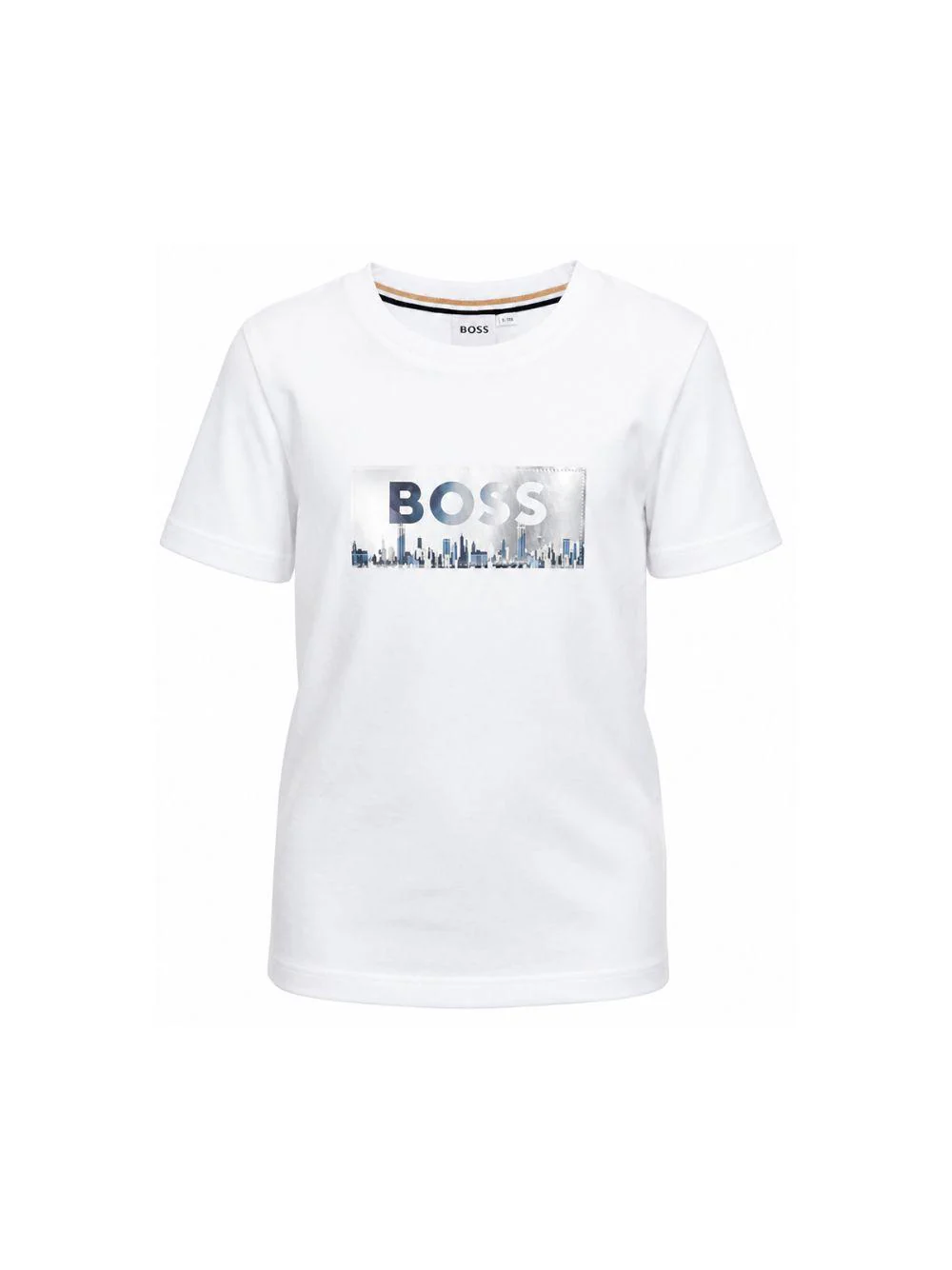 T-shirt per bambino Boss Kidswear bianco con logo sul davanti