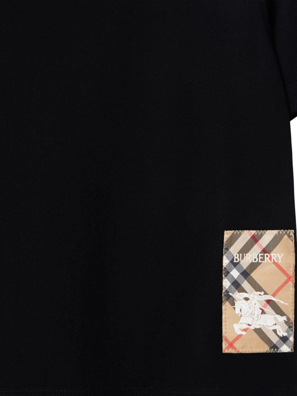 T-shirt per bambino Burberry Kids nero con toppa a quadri Vintage Check - Image 3