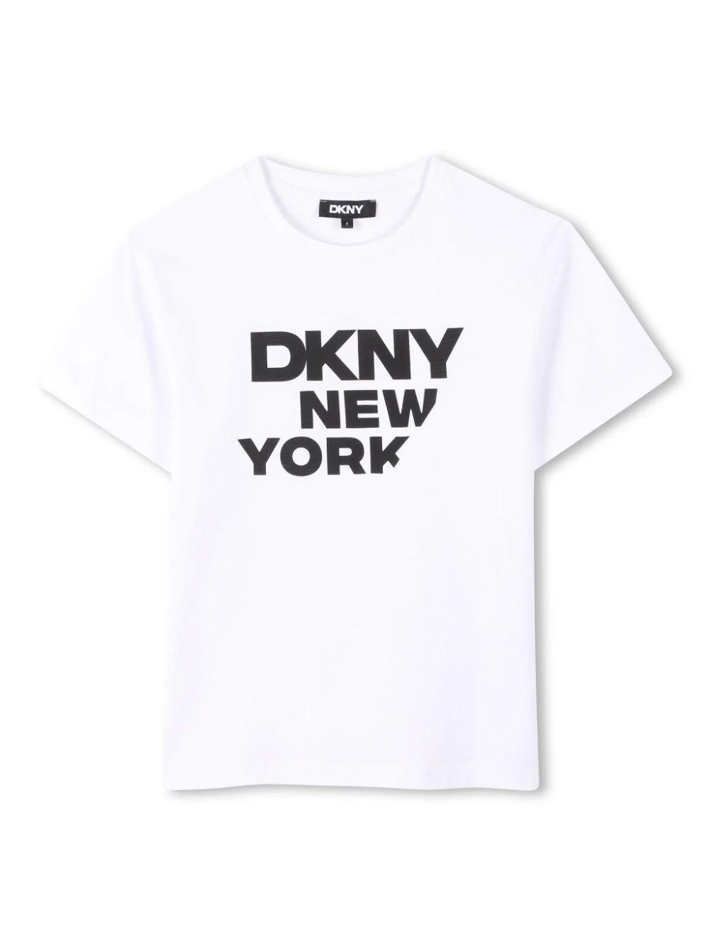 T-shirt per bambino Dkny Kids bianco con stampa con logo sul davanti