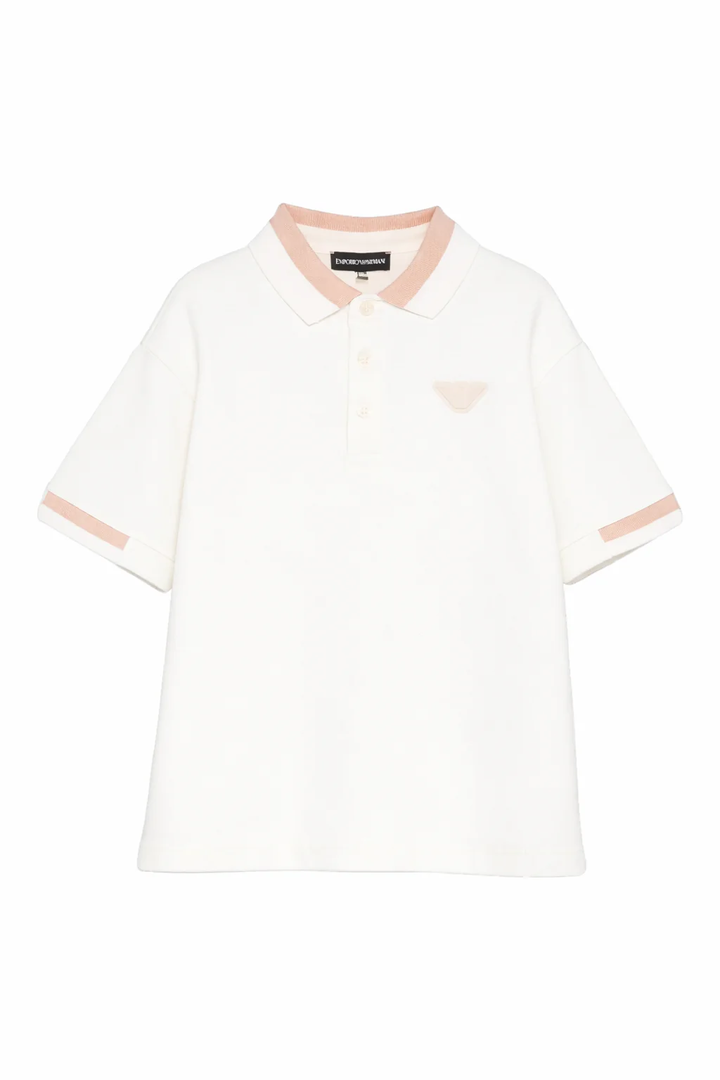 T-shirt per bambino Emporio Armani Kids beige con logo aquila sul davanti
