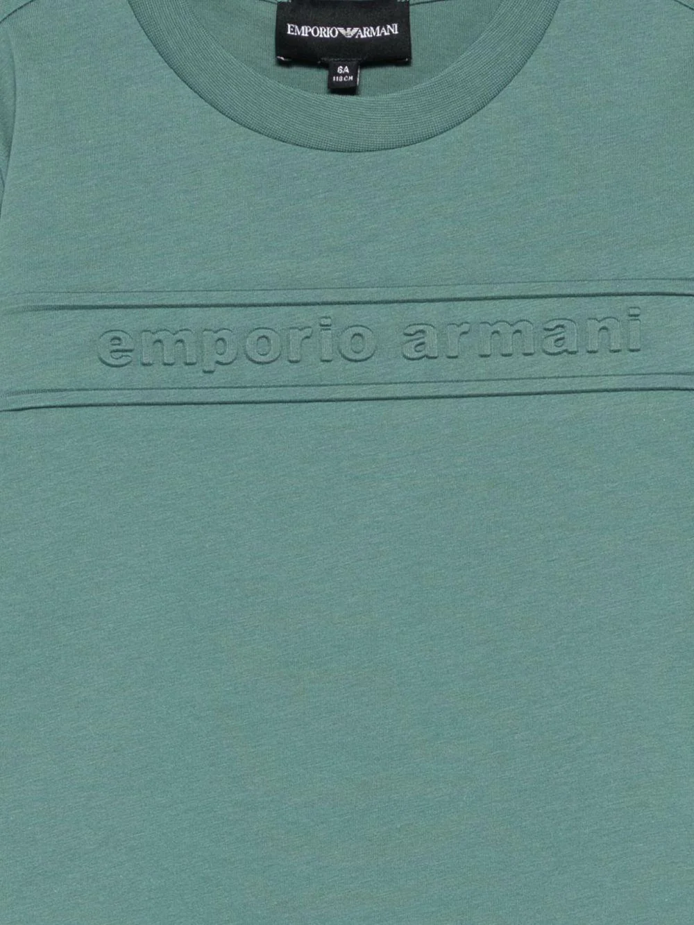T-shirt per bambino Emporio Armani Kids verde con logo in rilievo - Image 2