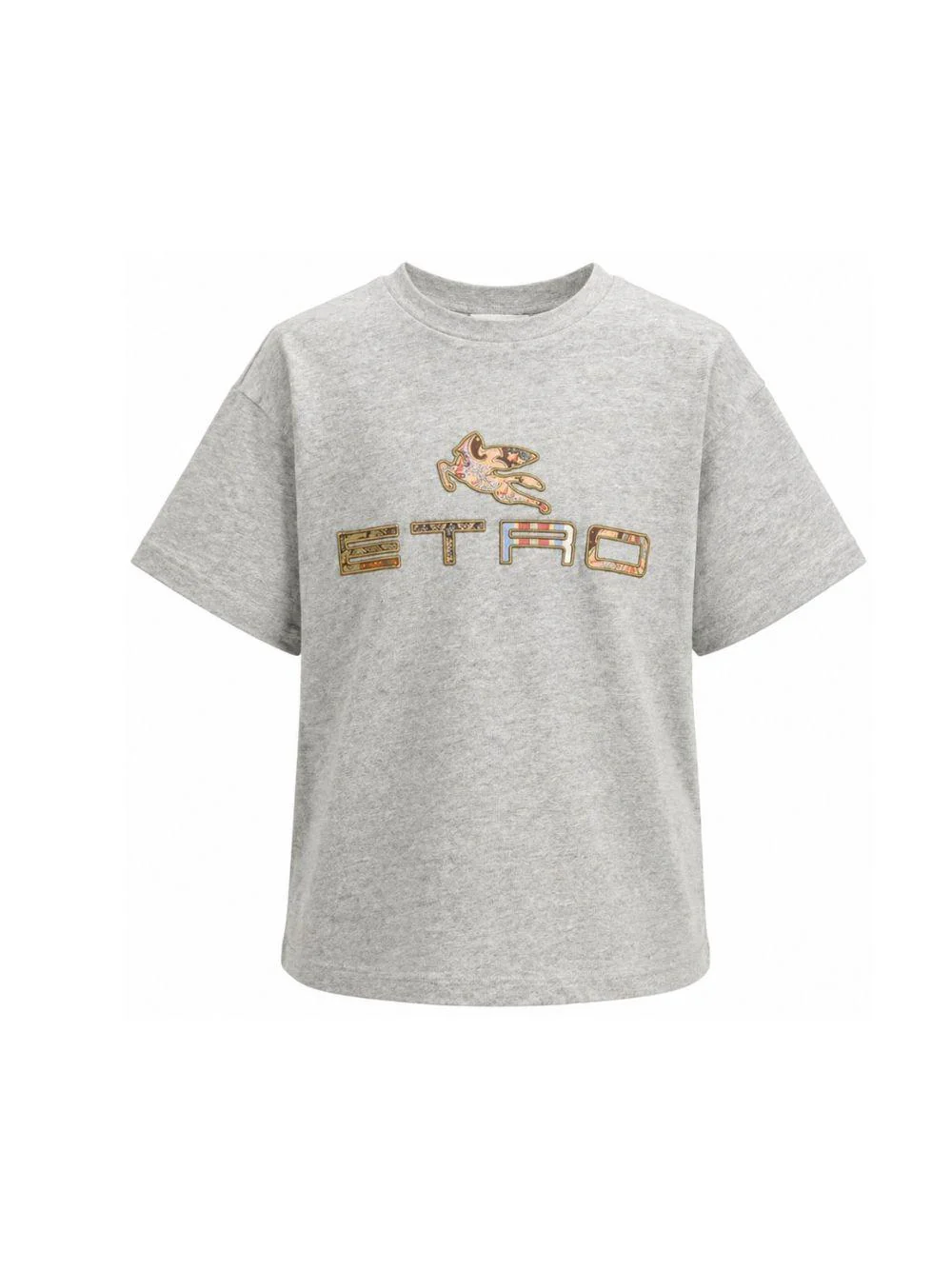 T-shirt per bambino Etro Kids grigio con dettaglio logo sul davanti