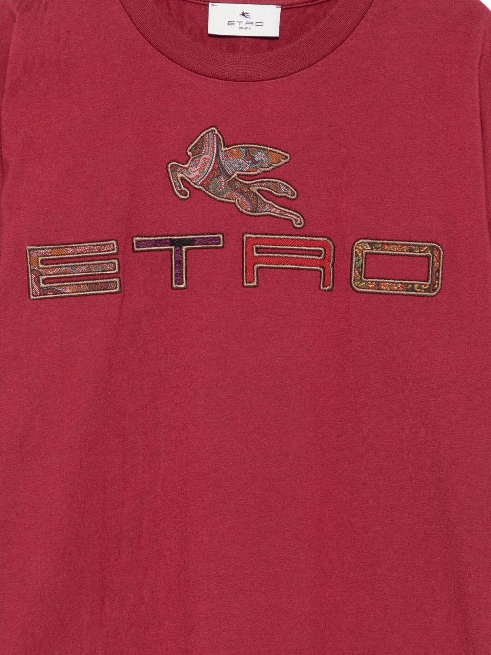 T-shirt per bambino ETRO KIDS rossa con logo sul davanti - Image 3